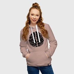 Толстовка-худи хлопковая женская Он: мозг, цвет: пыльно-розовый — фото 2