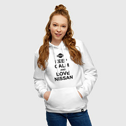 Толстовка-худи хлопковая женская Keep Calm & Love Nissan, цвет: белый — фото 2