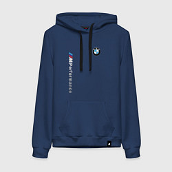 Толстовка-худи хлопковая женская BMW M PERFORMANCE БМВ, цвет: тёмно-синий
