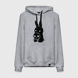 Толстовка-худи хлопковая женская Зайка, цвет: меланж