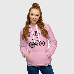 Толстовка-худи хлопковая женская Lets bike it, цвет: светло-розовый — фото 2