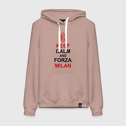 Толстовка-худи хлопковая женская Keep Calm & Forza Milan, цвет: пыльно-розовый
