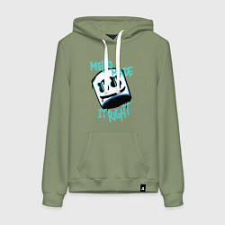 Толстовка-худи хлопковая женская Mello Made it Right, цвет: авокадо