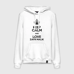 Толстовка-худи хлопковая женская Keep Calm & Love Zayn Malik, цвет: белый