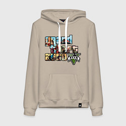 Толстовка-худи хлопковая женская GTA 5 Stories, цвет: миндальный