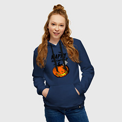 Толстовка-худи хлопковая женская Happy halloween, цвет: тёмно-синий — фото 2