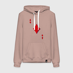 Толстовка-худи хлопковая женская Бубновый туз, цвет: пыльно-розовый