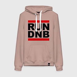 Толстовка-худи хлопковая женская RUN DNB, цвет: пыльно-розовый