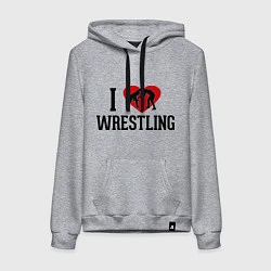 Женская толстовка-худи I love wrestling