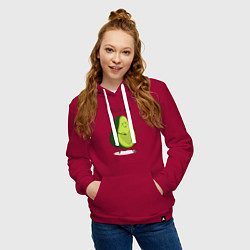 Толстовка-худи хлопковая женская Авокадо любовь, цвет: маджента — фото 2