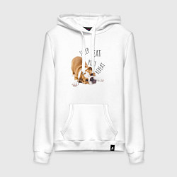 Толстовка-худи хлопковая женская Sleep Eat Play Repeat Бульдог, цвет: белый