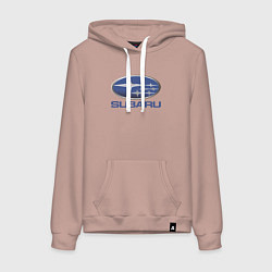 Толстовка-худи хлопковая женская SUBARU, цвет: пыльно-розовый