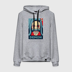 Толстовка-худи хлопковая женская Незуко Камадо, цвет: меланж