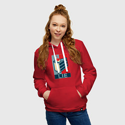 Толстовка-худи хлопковая женская PORTAL, цвет: красный — фото 2