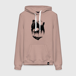 Толстовка-худи хлопковая женская Bear, цвет: пыльно-розовый