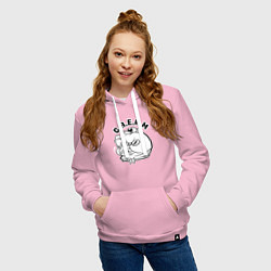 Толстовка-худи хлопковая женская Wu-Tang Cat, цвет: светло-розовый — фото 2