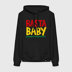 Толстовка-худи хлопковая женская Rasta baby, цвет: черный