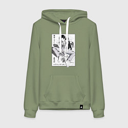 Толстовка-худи хлопковая женская Мисато Кацураги, цвет: авокадо