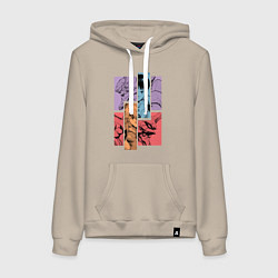 Толстовка-худи хлопковая женская Аска и Синдзи, Евангелион, цвет: миндальный