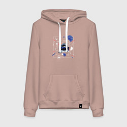Толстовка-худи хлопковая женская Астронавт во вселенной, цвет: пыльно-розовый