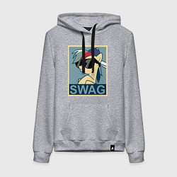 Толстовка-худи хлопковая женская Rainbow Dash swag, цвет: меланж