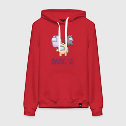 Толстовка-худи хлопковая женская Among Us, цвет: красный