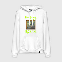 Толстовка-худи хлопковая женская Show me your money, цвет: белый