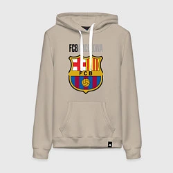 Толстовка-худи хлопковая женская Barcelona FC, цвет: миндальный