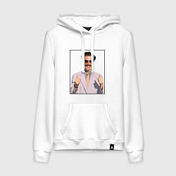 Толстовка-худи хлопковая женская Борат Z, цвет: белый