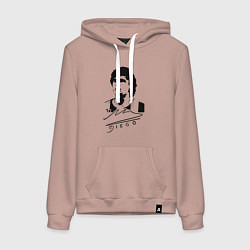 Толстовка-худи хлопковая женская Diego Maradona, цвет: пыльно-розовый