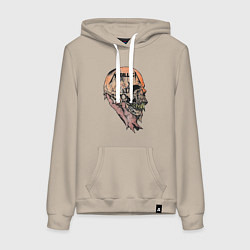 Толстовка-худи хлопковая женская Metallica art 04, цвет: миндальный