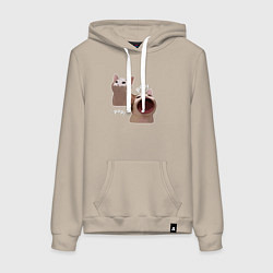 Толстовка-худи хлопковая женская Cat Pop - Мем, цвет: миндальный