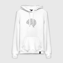 Толстовка-худи хлопковая женская Мозг технаря, цвет: белый