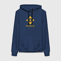 Толстовка-худи хлопковая женская BINANCE БИНАНС БИРЖА, цвет: тёмно-синий