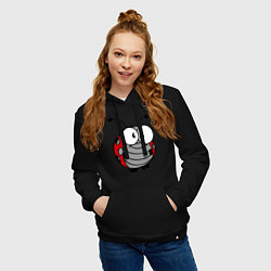 Толстовка-худи хлопковая женская Удивленная божья коровка, цвет: черный — фото 2