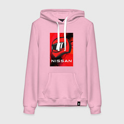 Толстовка-худи хлопковая женская Nissan - Paint, цвет: светло-розовый