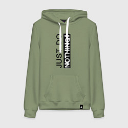 Толстовка-худи хлопковая женская Just do nothing, цвет: авокадо