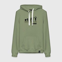 Толстовка-худи хлопковая женская Эволюция трюкового самоката, цвет: авокадо