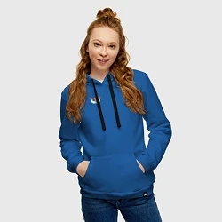 Толстовка-худи хлопковая женская Zoidberg карман, цвет: синий — фото 2