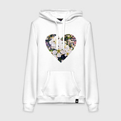 Толстовка-худи хлопковая женская Spring heart, цвет: белый