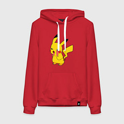 Толстовка-худи хлопковая женская Уставший Пикачу, цвет: красный