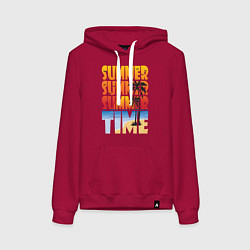 Толстовка-худи хлопковая женская SUMMER TIME, цвет: маджента