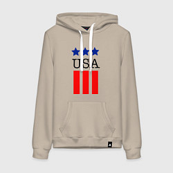 Толстовка-худи хлопковая женская США, цвет: миндальный