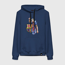 Толстовка-худи хлопковая женская Lionel Messi Barcelona Argentina!, цвет: тёмно-синий
