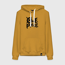 Толстовка-худи хлопковая женская One Piece Большой куш лого, цвет: горчичный