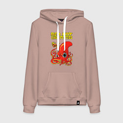 Толстовка-худи хлопковая женская RED HOT CHILI PEPPERS, цвет: пыльно-розовый