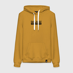 Толстовка-худи хлопковая женская FAKE BODY мем тикток Не блочь, цвет: горчичный