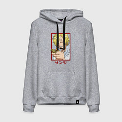 Толстовка-худи хлопковая женская Санджи закуривает, цвет: меланж