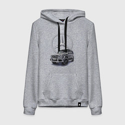 Толстовка-худи хлопковая женская Mercedes Gelendwagen G63 AMG G-class G400d, цвет: меланж