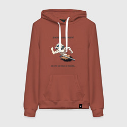 Толстовка-худи хлопковая женская Я ИСПОЛЬЗОВАЛ МОЗГИ! Иноске, цвет: кирпичный